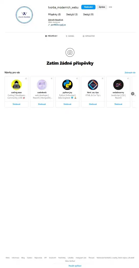 Instagram pro Tvorbu moderních webů