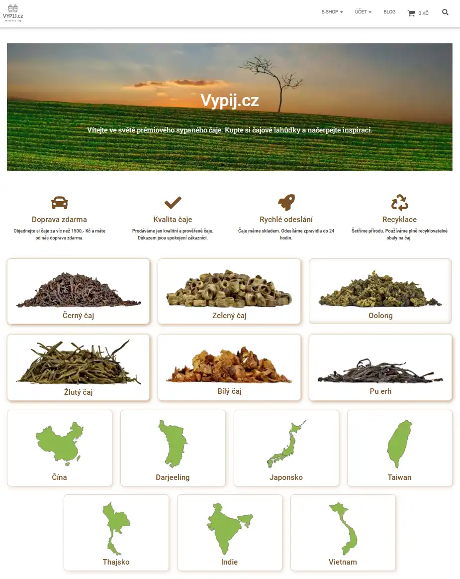 Obrázek úvodní stránky e-shopu Vypij.cz
